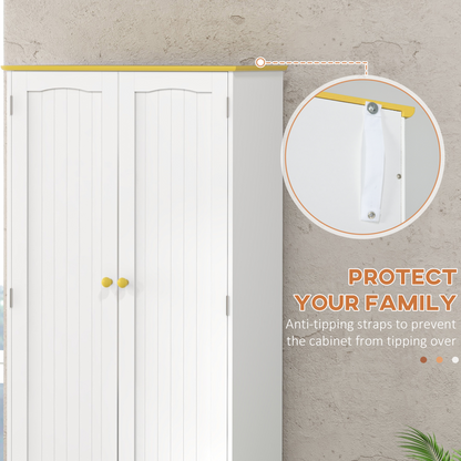 Freestanding Kitchen Cupboard 4-Door Storage Cabinet  4 Shelves, White