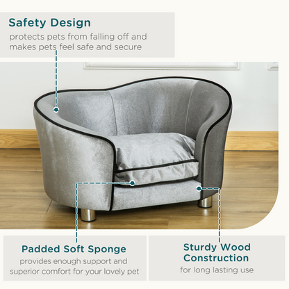 Modern Dog Sofa Couch Puppy Bed Kitten Lounge w/Storage Pocket Removable Cushion