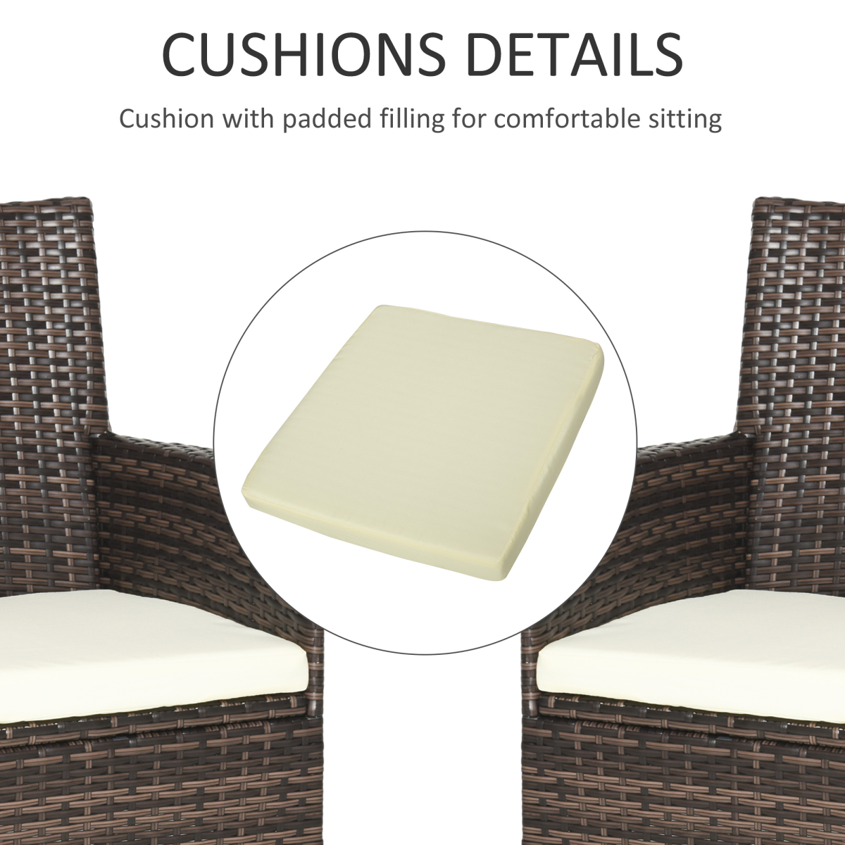 Outsunny 4 PC Outdoor Rattan Armchair Wicker Dining Chair Set for Garden Coffee