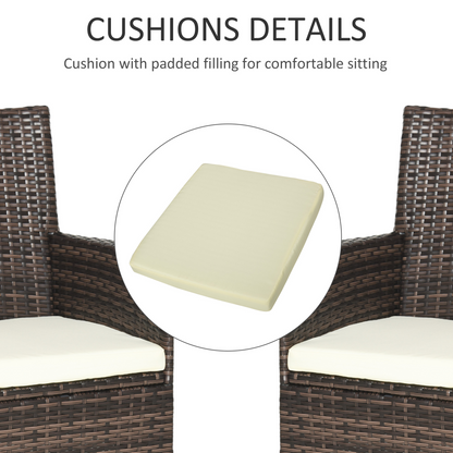 Outsunny 4 PC Outdoor Rattan Armchair Wicker Dining Chair Set for Garden Coffee