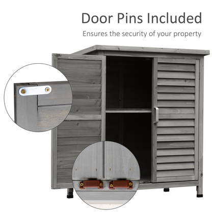 Solid Fir Garden Shed - 2-Door Unit, Grey, 87x46.5x96.5 cm