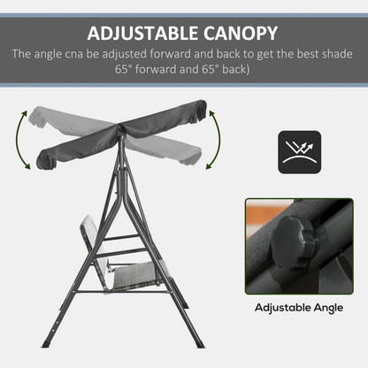 Outsunny 3-person Rattan Swing Chair, Hanging Bench w/ Stand, Adjustable Canopy