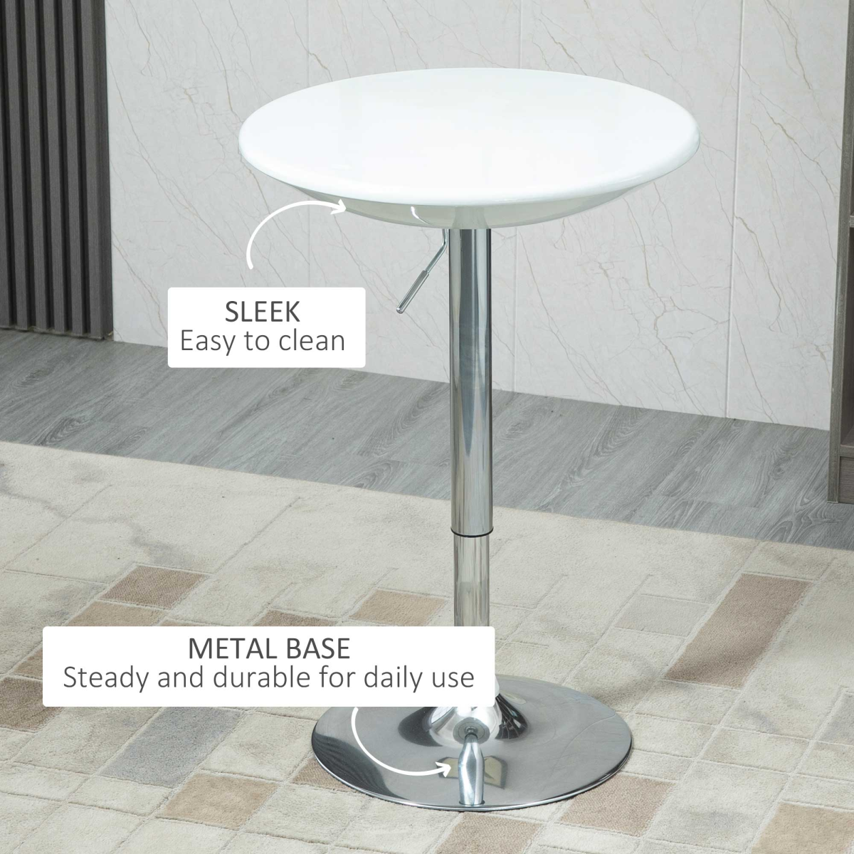 Painted Top Bistro Pub Table Adjustable Swivel Counter Home White