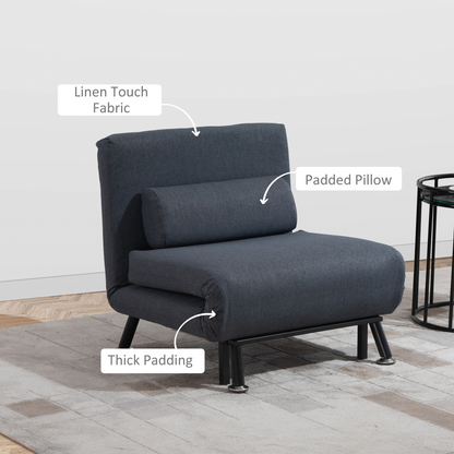 Faux Suede 5-Position Futon Single Sofa Bed Black