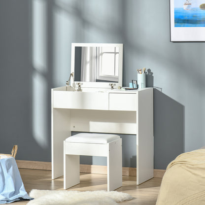Dressing Table With Padded Stool-White