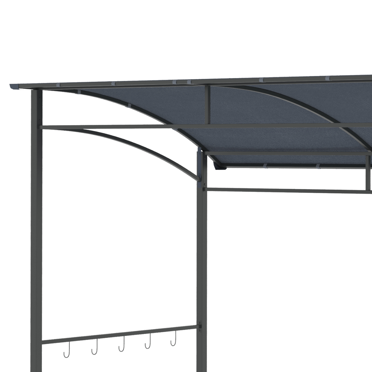 2M (7ft) BBQ Grill Gazebo Tent Garden Grill Metal Frame Grey