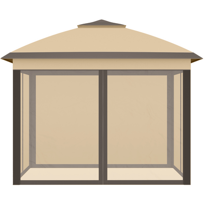 Pop Up Gazebo Height Adjustable Canopy Tent w/ Carrying Bag, Beige