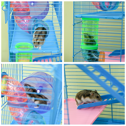 5 Tiers Hamster Cage Animal Travel Carrier Habitat W/ Accessories Pawhut