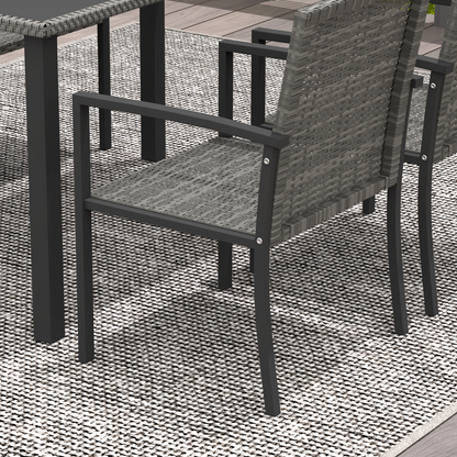 Outsunny 4 Seater Rattan Garden Furniture Set with Glass Tabletop - Grey
