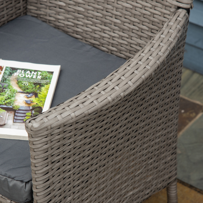 Outsunny 4PC Outdoor Rattan Armchair Wicker Dining Chair Set for Garden Grey