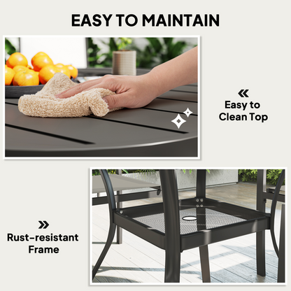 Outsunny 5 Piece Garden Furniture Set with Round Table & 4 Stackable Chairs