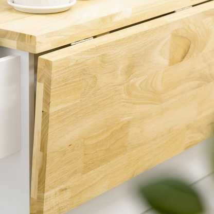 Drop-Leaf Kitchen Island on Wheels Utility Storage Cart with Drawers & Cabinet