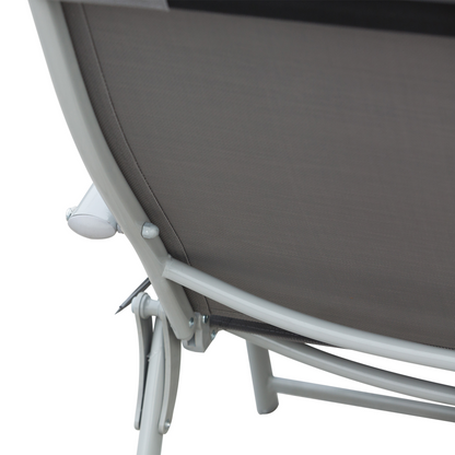 Outsunny Steel Frame Outdoor Garden Padded Sun Lounger w/ Pillow Grey