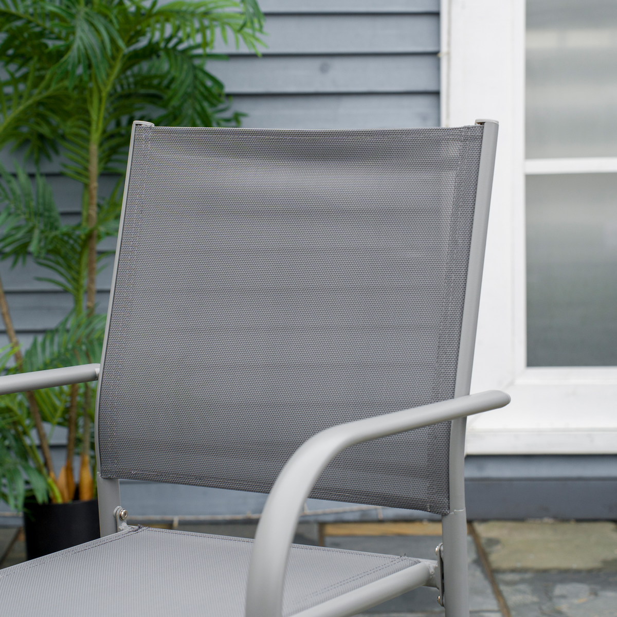 Outsunny 7 Piece Garden Dining Set, Steel Outdoor Table and Chairs, Grey