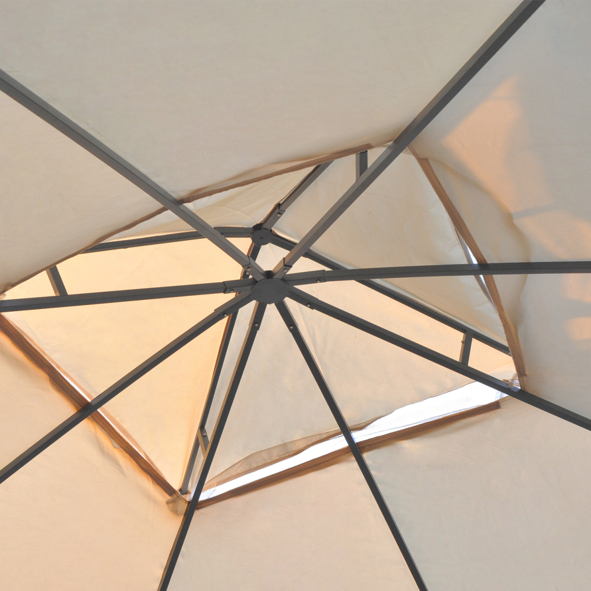 3 x 3(m) Garden Gazebo Double Top Gazebo Canopy Curtains Cream White Outsunny