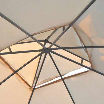 3 x 3(m) Garden Gazebo Double Top Gazebo Canopy Curtains Cream White Outsunny