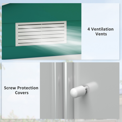 Outsunny Green Garden Shed with Locking Doors, Floor Foundation & Ventilation