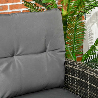 Outsunny Rattan Garden Furniture Sofa Set, 2 Armchairs 2 Footstools Table Grey