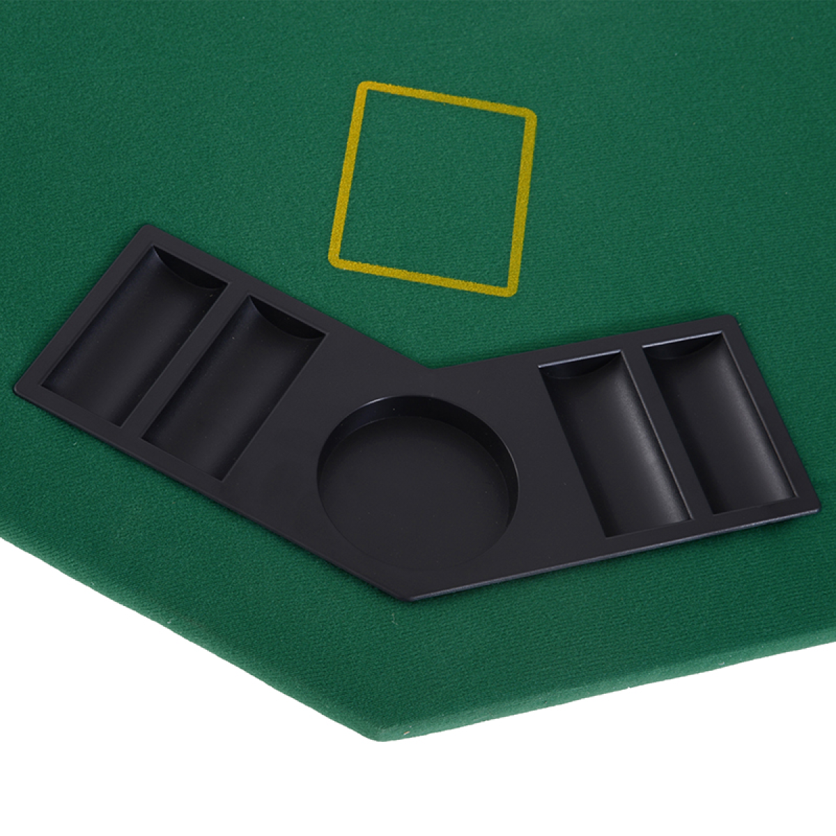 8 Player Folding Games Poker Table Chip Cup Holder Steel Base Felt  HOMCOM