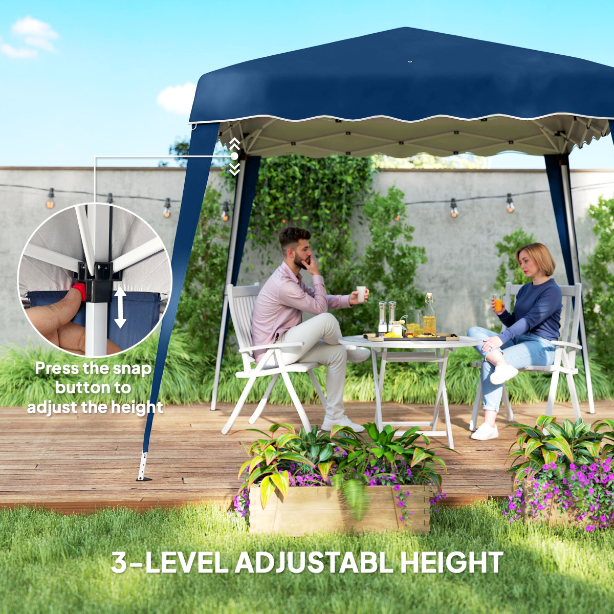 Outsunny Garden Pop up Gazebo Tent Party Water-resistant 2.5 x 2.5M Blue