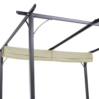 3x3m Outdoor Pergola Metal Gazebo Porch Awning Retractable Canopy Outsunny