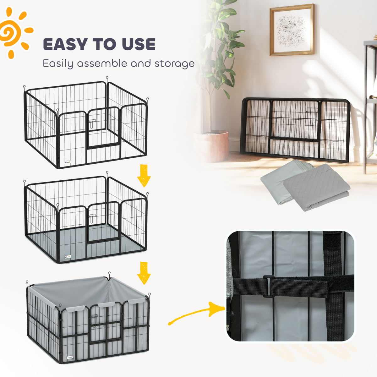 PawHut Dog Whelping Box w/ Washable Pee Pad, Windproof Cloth, Black