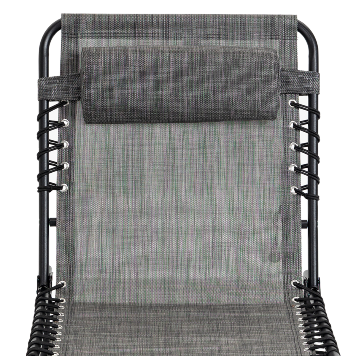 Portable Sun Lounger, Folding Camping  Adjustable , Pillow Grey