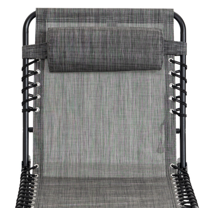 Portable Sun Lounger, Folding Camping  Adjustable , Pillow Grey