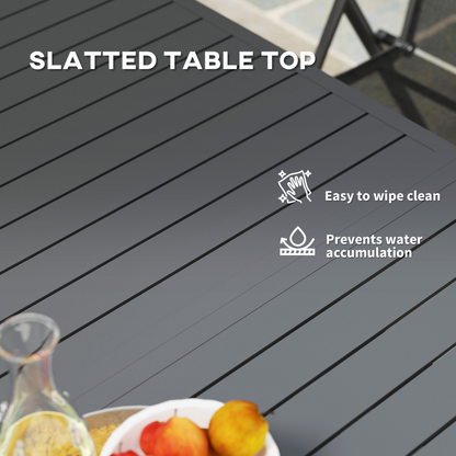 Outsunny Extending Garden Table with Slatted Top, 160/220 x 90 x 73 cm, Grey