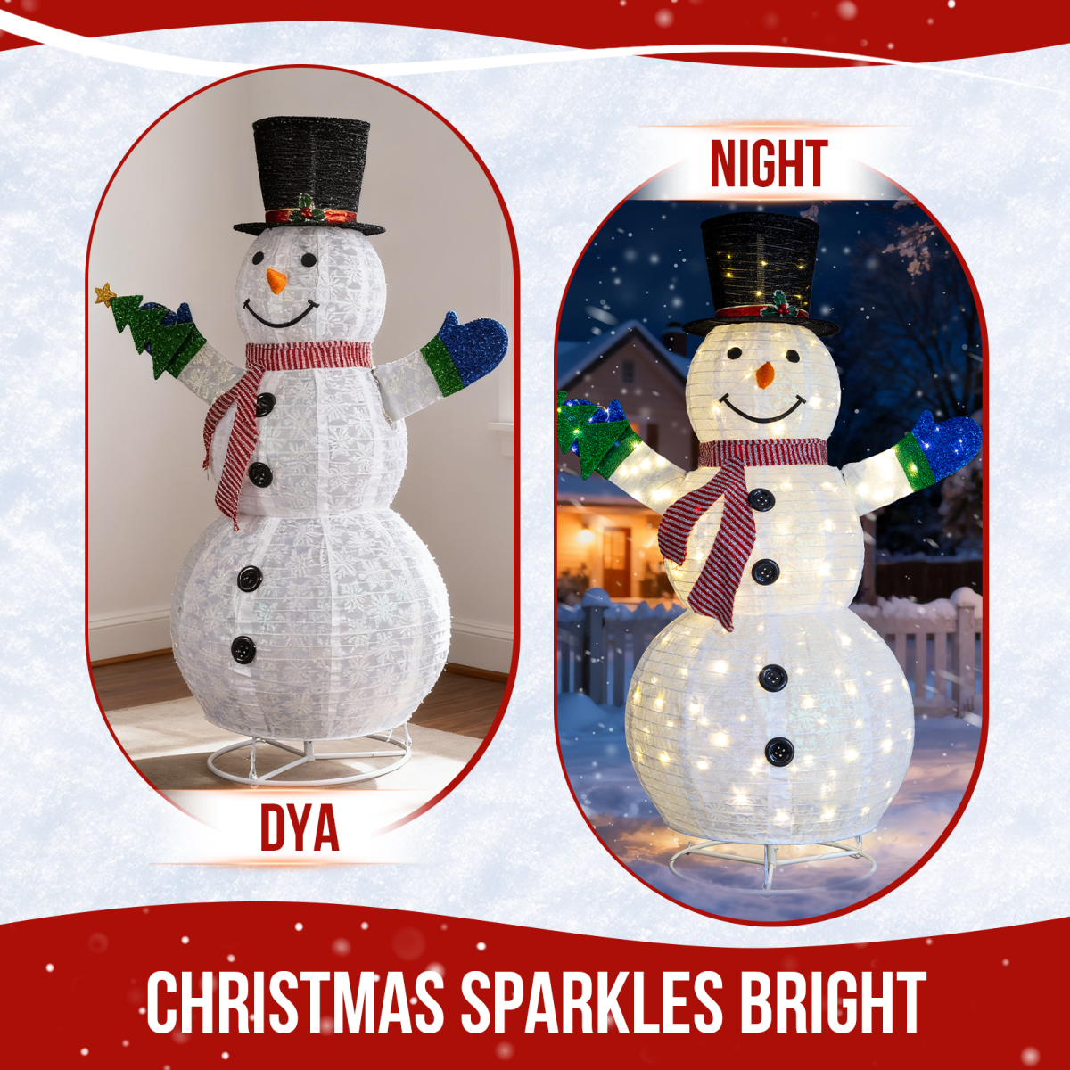 1.7M Lighted Snowman Holding Small Tree Christmas Yard Decorations, Pre-lit Pull Up Snowman with 200 Warm White LEDs, for Xmas Outdoor Holiday Indoor Decor Lighted Holiday Displays, White
