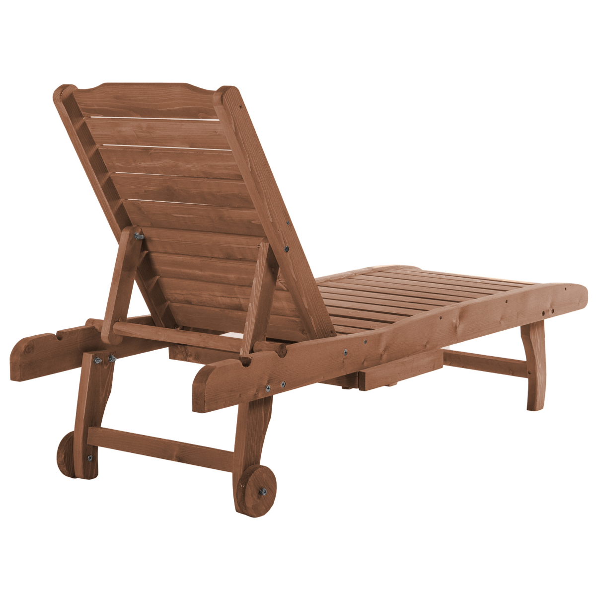 Outsunny Wooden Sun Lounger Outdoor Patio Sun Bed Adjustable w/ Pull-out Table