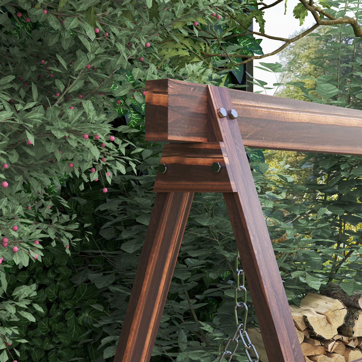 Outsunny 3 Seater Wooden Garden Swing Chair with Side Tables