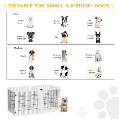 Freestanding Pet Dog Gate 6 Panel Foldable Wooden Playpen 432cm Long Pawhut