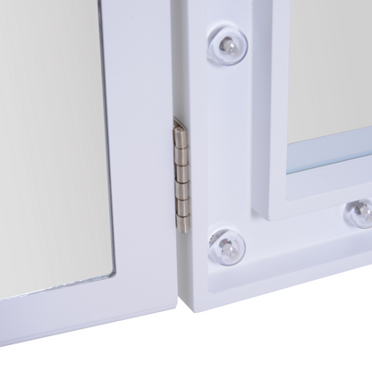 Lighted Tri-Fold Vanity Mirror Large Cosmetic Mirror  LED Lights White