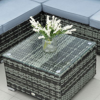 Outsunny 4 Pieces Rattan Furniture Sofa Set Chair w/ Corner Sofa Loveseat Grey