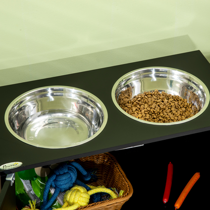 Raised Dog Bowls for Large Dogs Feeding Station Stand, Storage -  Pawhut