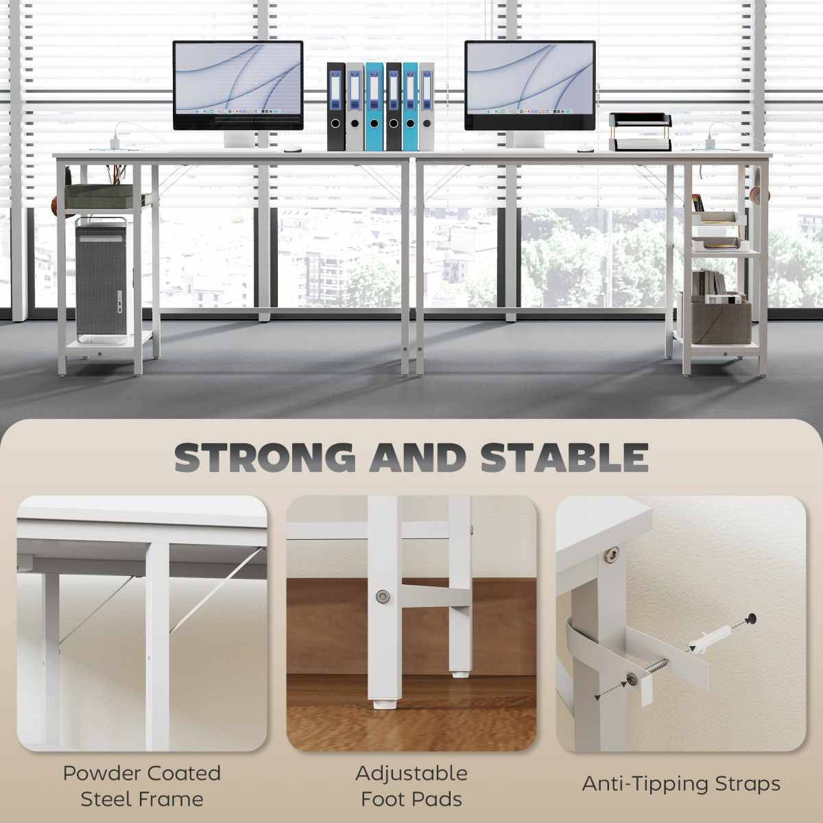 HOMCOM 120 x 60 cm Home Office Desk Reversible Study Table for Bedroom White