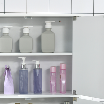 Bathroom Mirror Cabinet, Wall Mounted Storage Cupboard Double Doors White