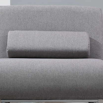 Linen Upholstered Elevated Single Sofa Bed Grey