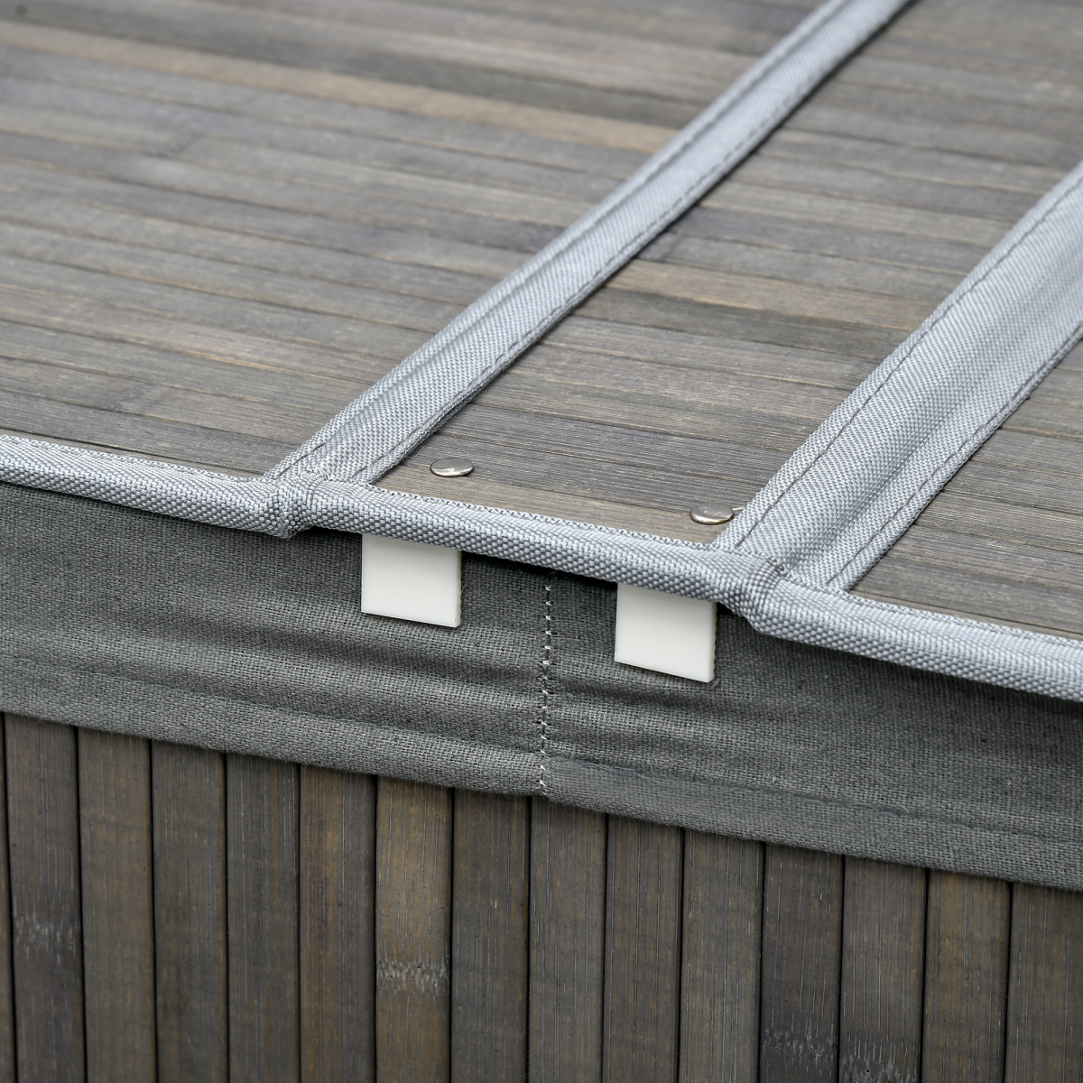 100L Bamboo Laundry Basket w/ 2 Compartments Washing Baskets Grey HOMCOM