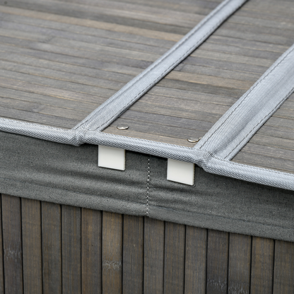 100L Bamboo Laundry Basket w/ 2 Compartments Washing Baskets Grey HOMCOM