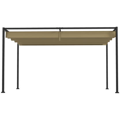 Outsunny 3x2m Metal Pergola Gazebo Patio Sun Shelter Retractable Canopy Khaki