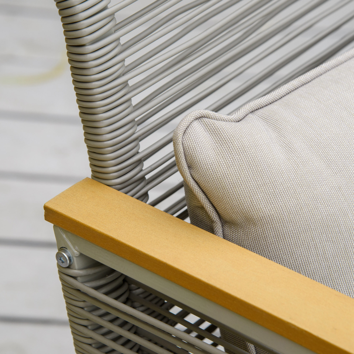 4-Seater Patio Wicker Sofa, Metal Frame PE Rattan Tempered Glass Table Grey