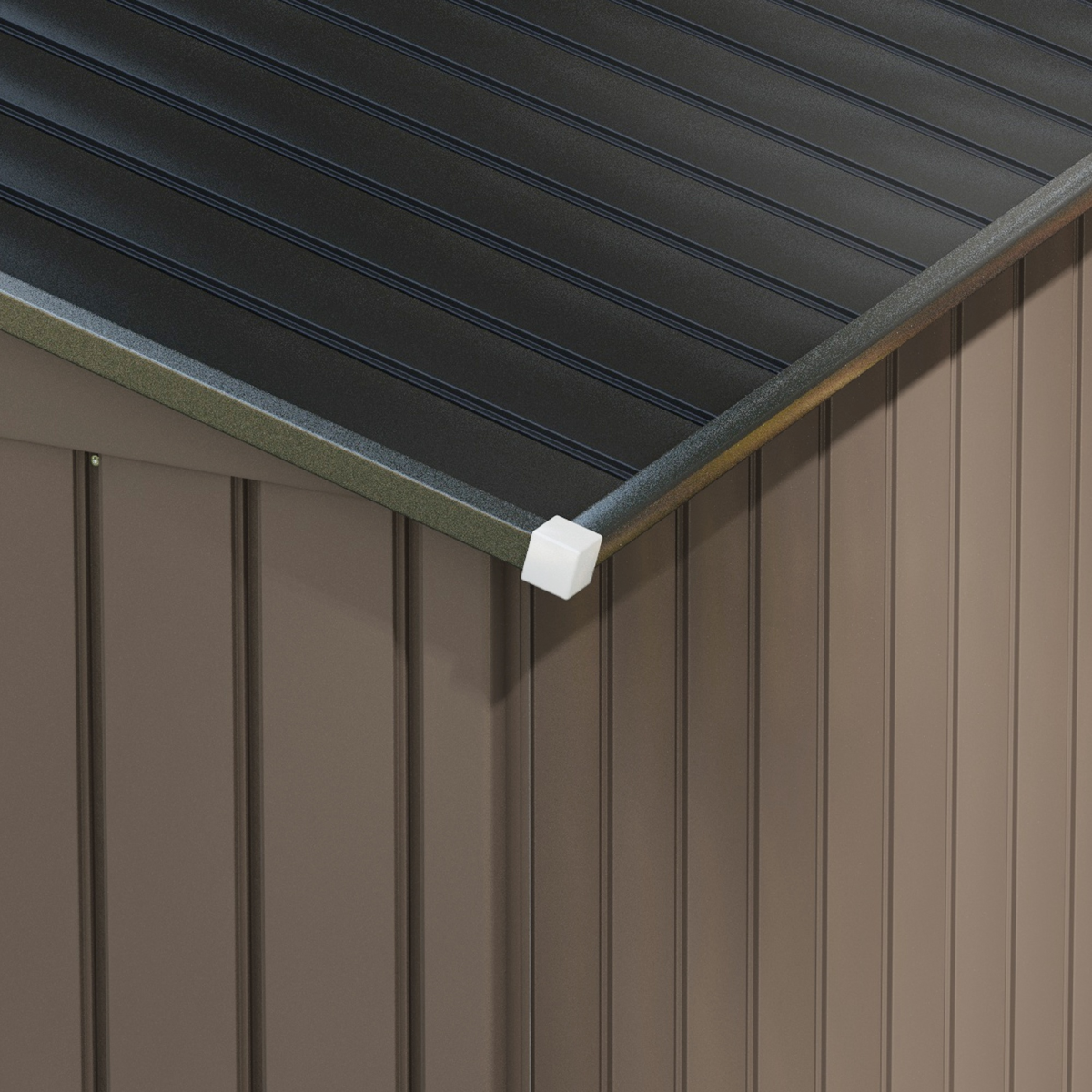 Brown Galvanized Garden Shed - Locking Doors, Ventilation and Floor Base