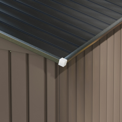 Brown Galvanized Garden Shed - Locking Doors, Ventilation and Floor Base