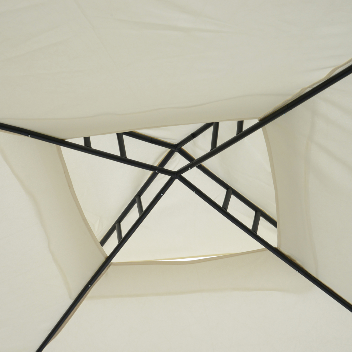 Outsunny 3x3m 2-Tier Polyester Draped Outdoor Garden Gazebo Cream White