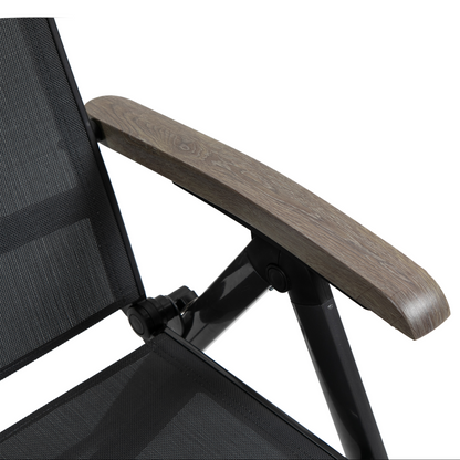 Folding Sun Lounger, Adjustable Chaise Lounge Chair Aluminium Frame Grey