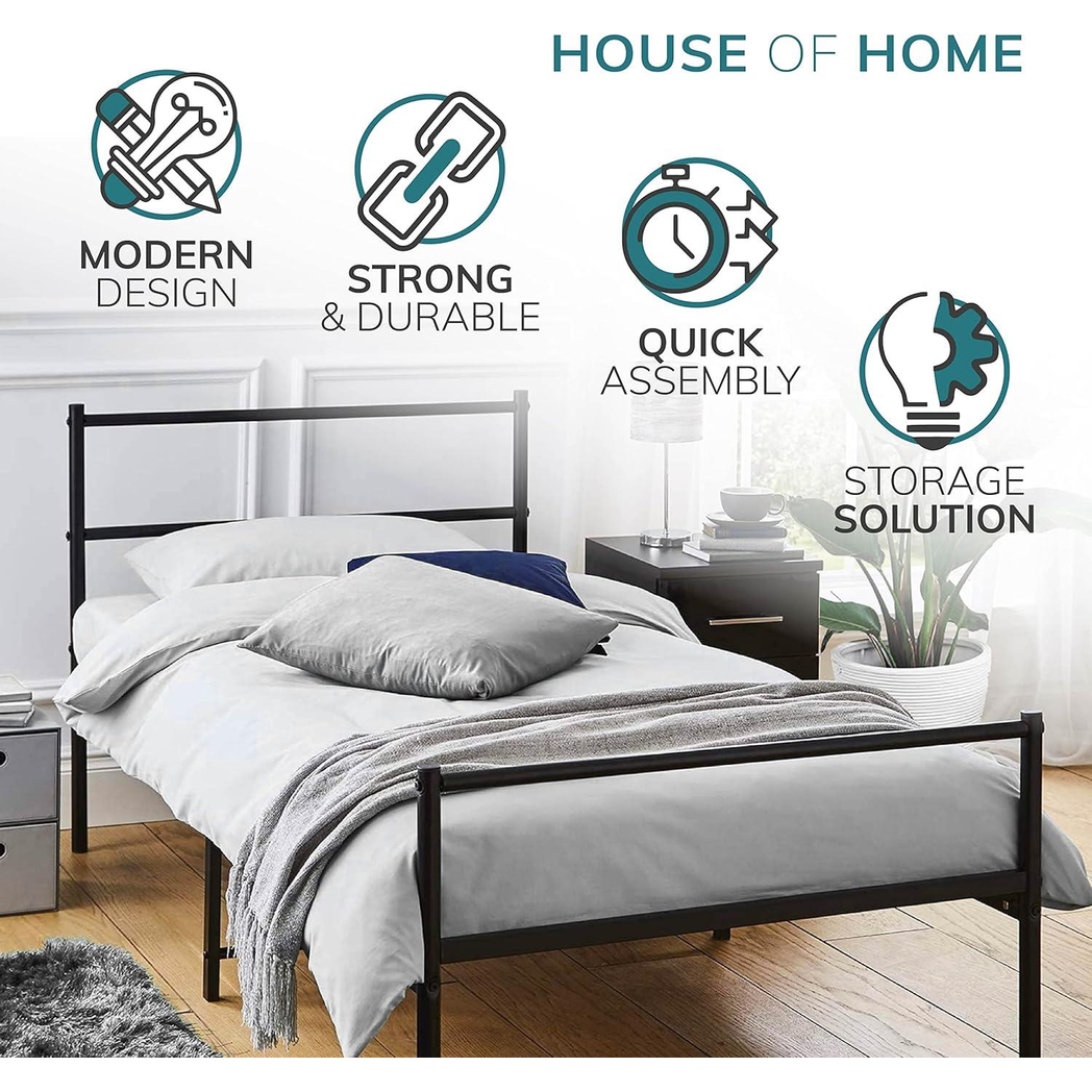 Extra Strong Single Metal Bed Frame In Silver