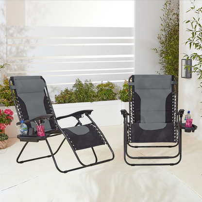 Neo Pair of Grey Outdoor Zero Gravity XL Sun Loungers