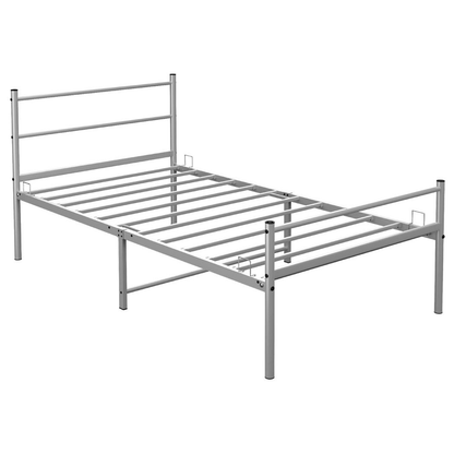 Extra Strong Single Metal Bed Frame In Silver
